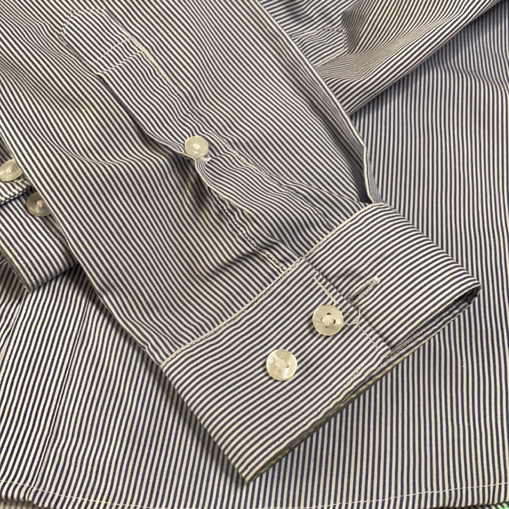 H&M Slim Fit Blue&white striped long sleeve button - Picture 6 of 10